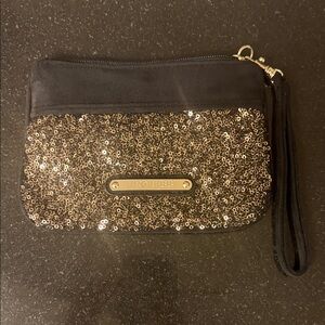Express Black and Gold Sequin Wristlet